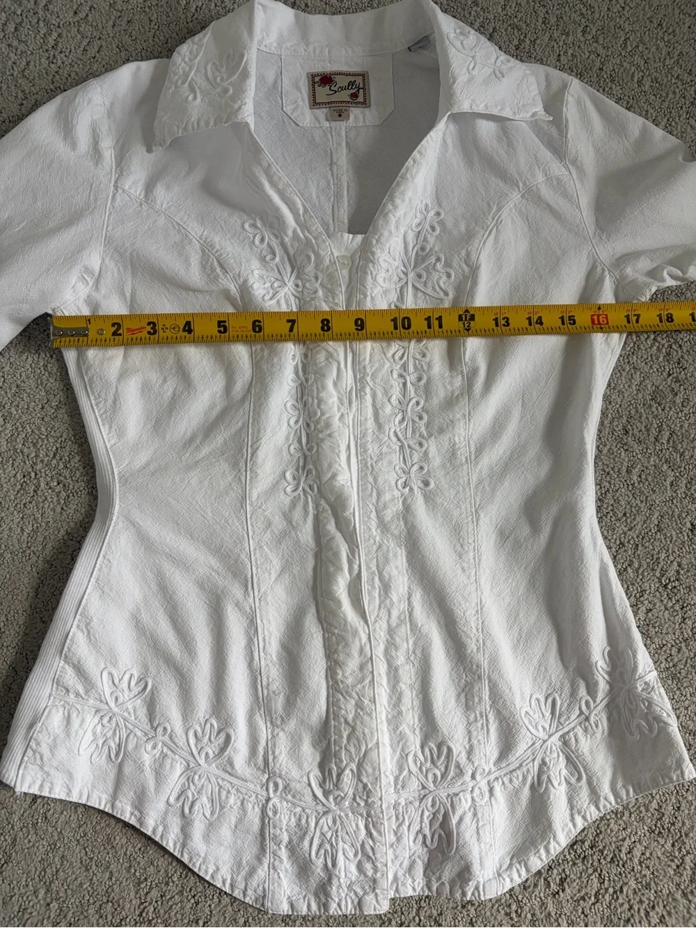 Scully Cantina White Women's Embroidered Button-Down Shirt size S - Picture 14 of 16